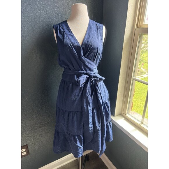 NWT Vineyard Vines Performance Harbor Wrap Dress Navy Sz Large - Picture 1 of 14